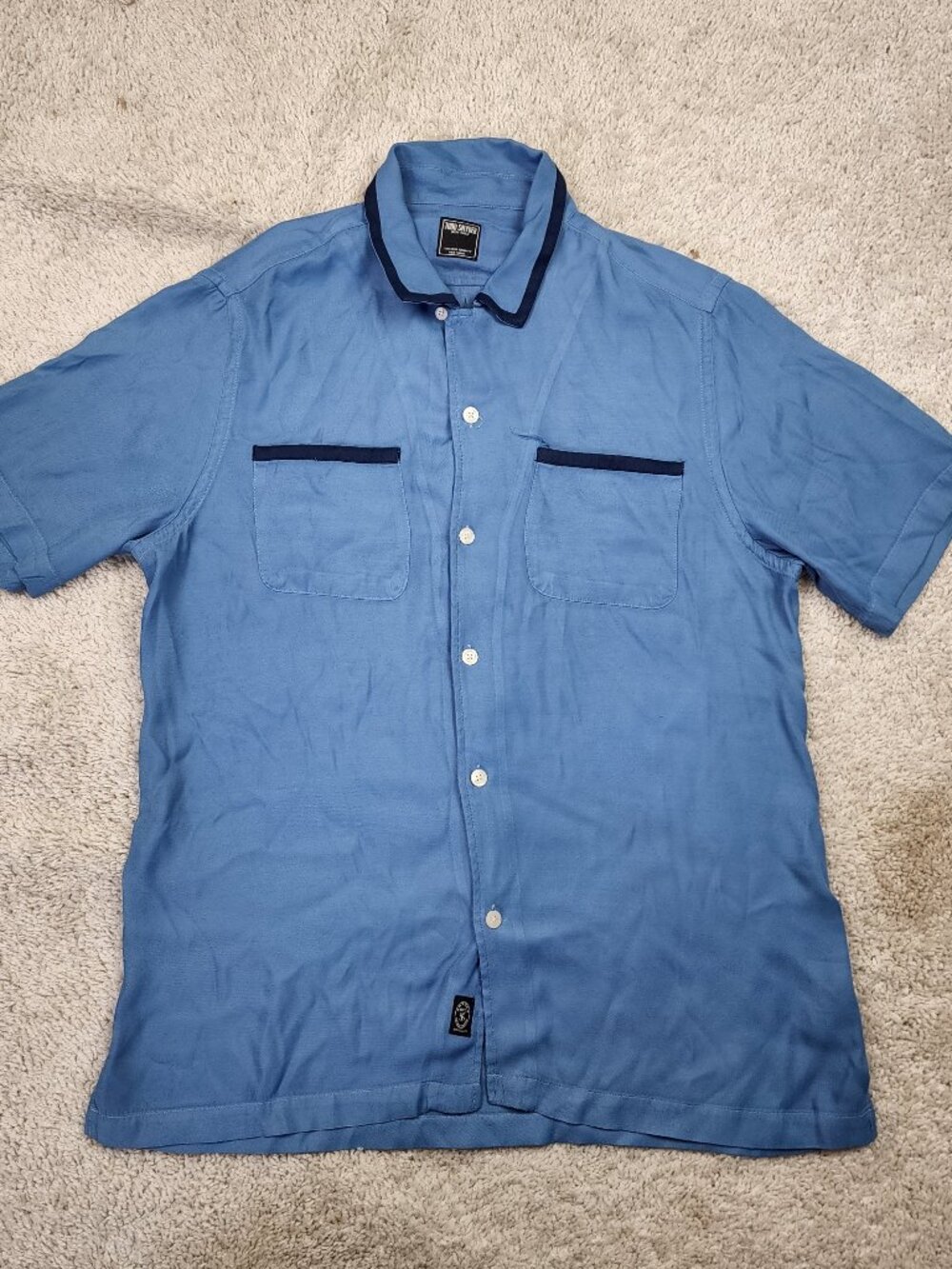 Todd Snyder Mustard Japanese Rayon Bowling Camp Tipped Shirt Size Large L money